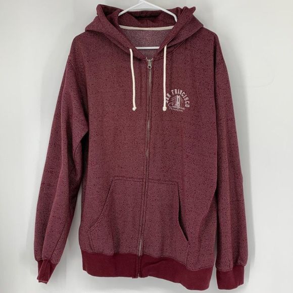 None Other - San Francisco California Trademark Hoodie Red Zip Sweatshirt 3950 Mens Large